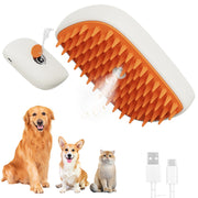 USB Rechargeable Pet Steam Brush – Grooming Comb for Cats & Dogs