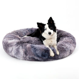 Fluffy Donut Dog Bed – Soft Plush, Washable & Calming