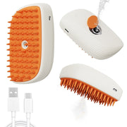 USB Rechargeable Pet Steam Brush – Grooming Comb for Cats & Dogs